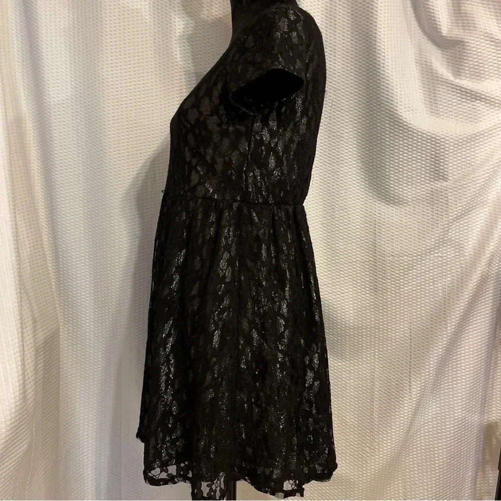Justice Black Lace Dress With Silver Sparkling Lining Girls Size 16